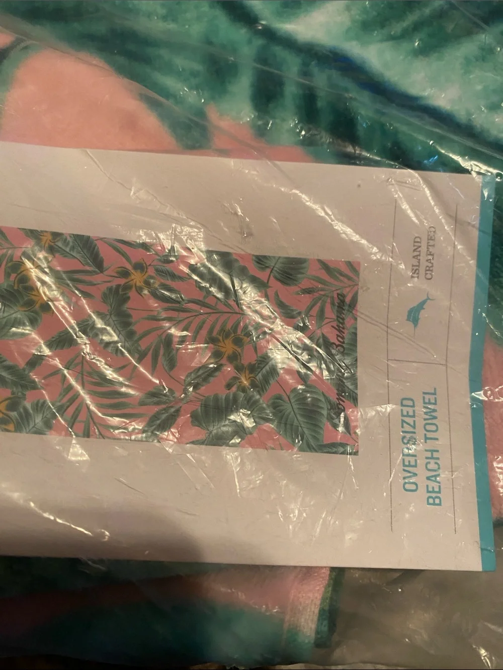 Tommy Bahama Pink and Teal palm beach bliss Tropical  Oversized towel